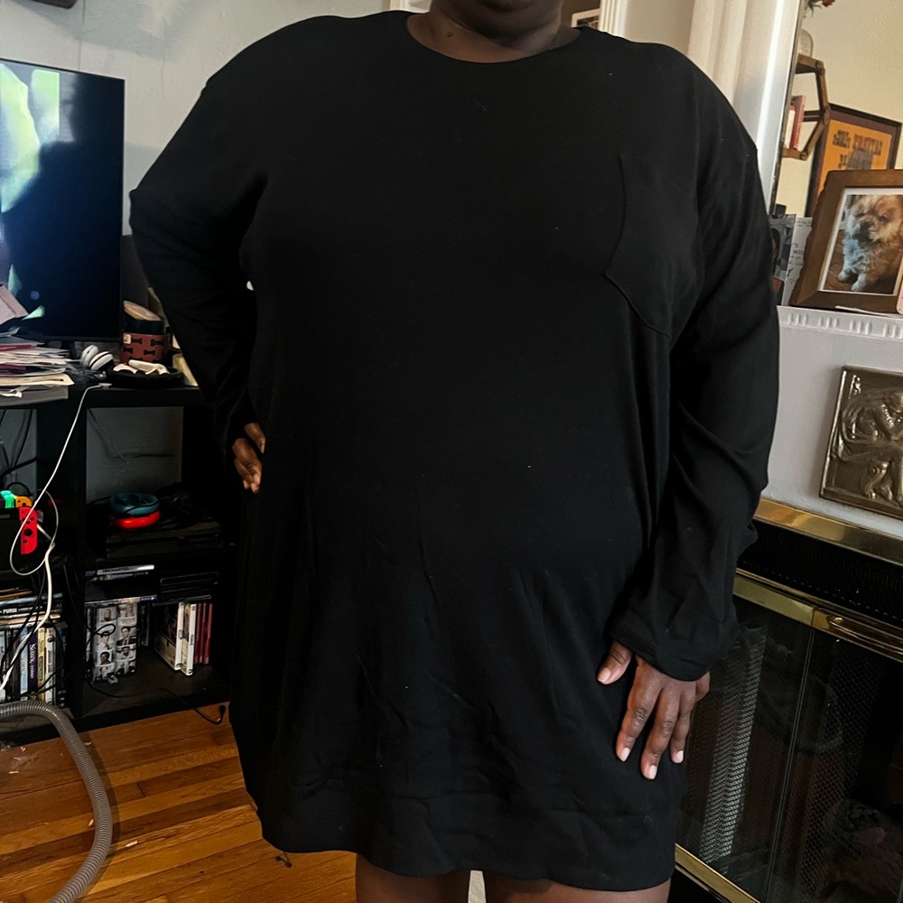 REBDOLLS black long-sleeve T-shirt dress, 3X